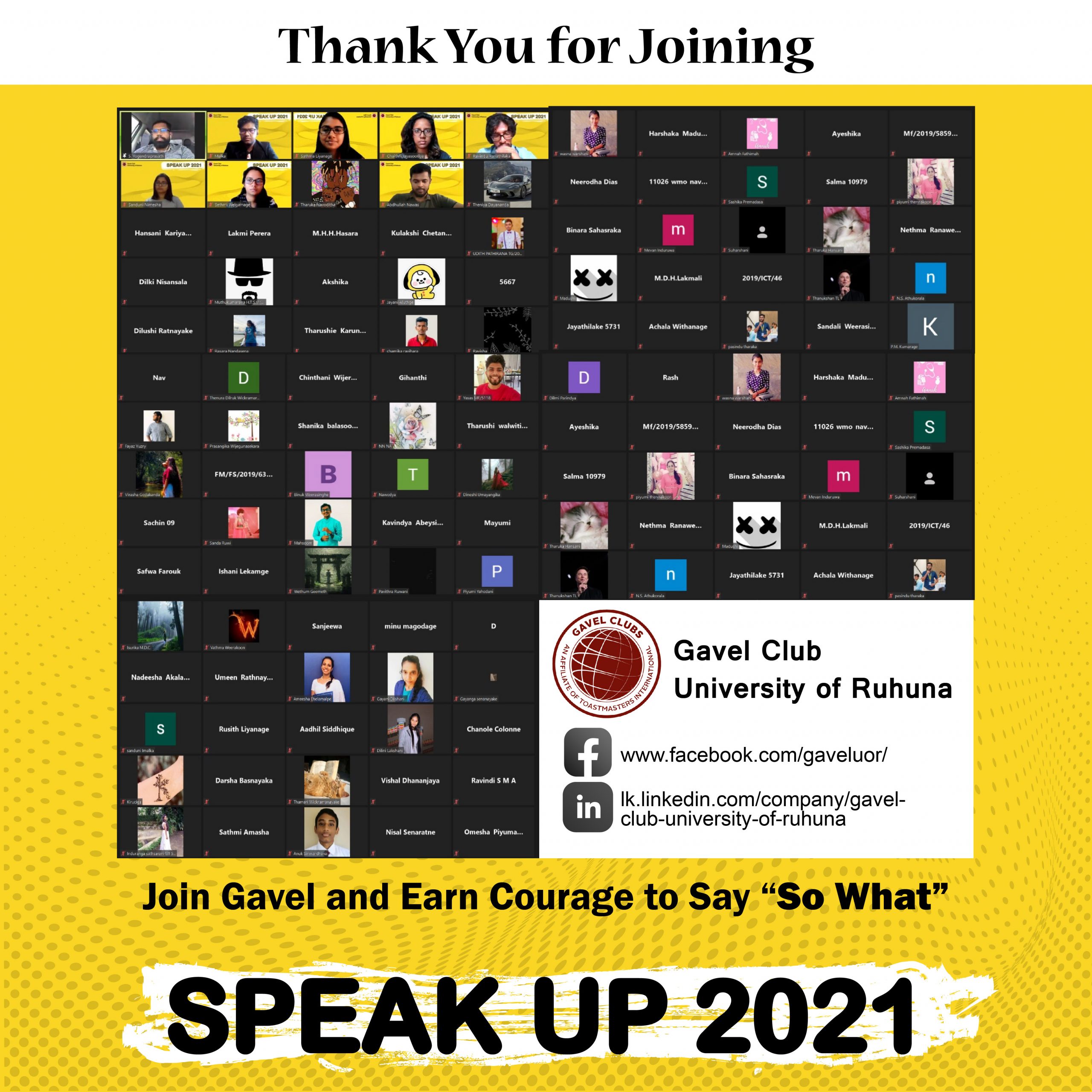 “Don’t care what anyone else might say, just open your mouth and speak up!” – Speak-Up 2021