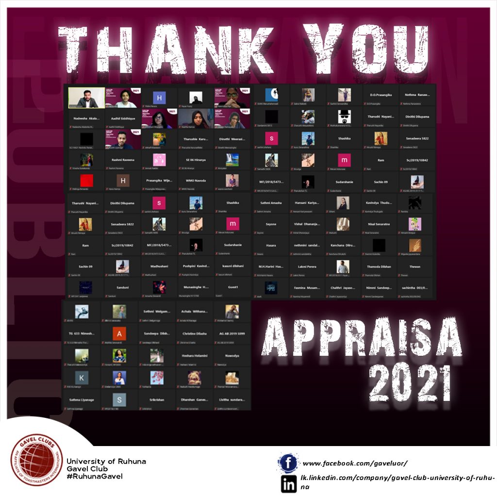 “The best feedback is when you feed it back into you.” ‘APPRAISA 2021