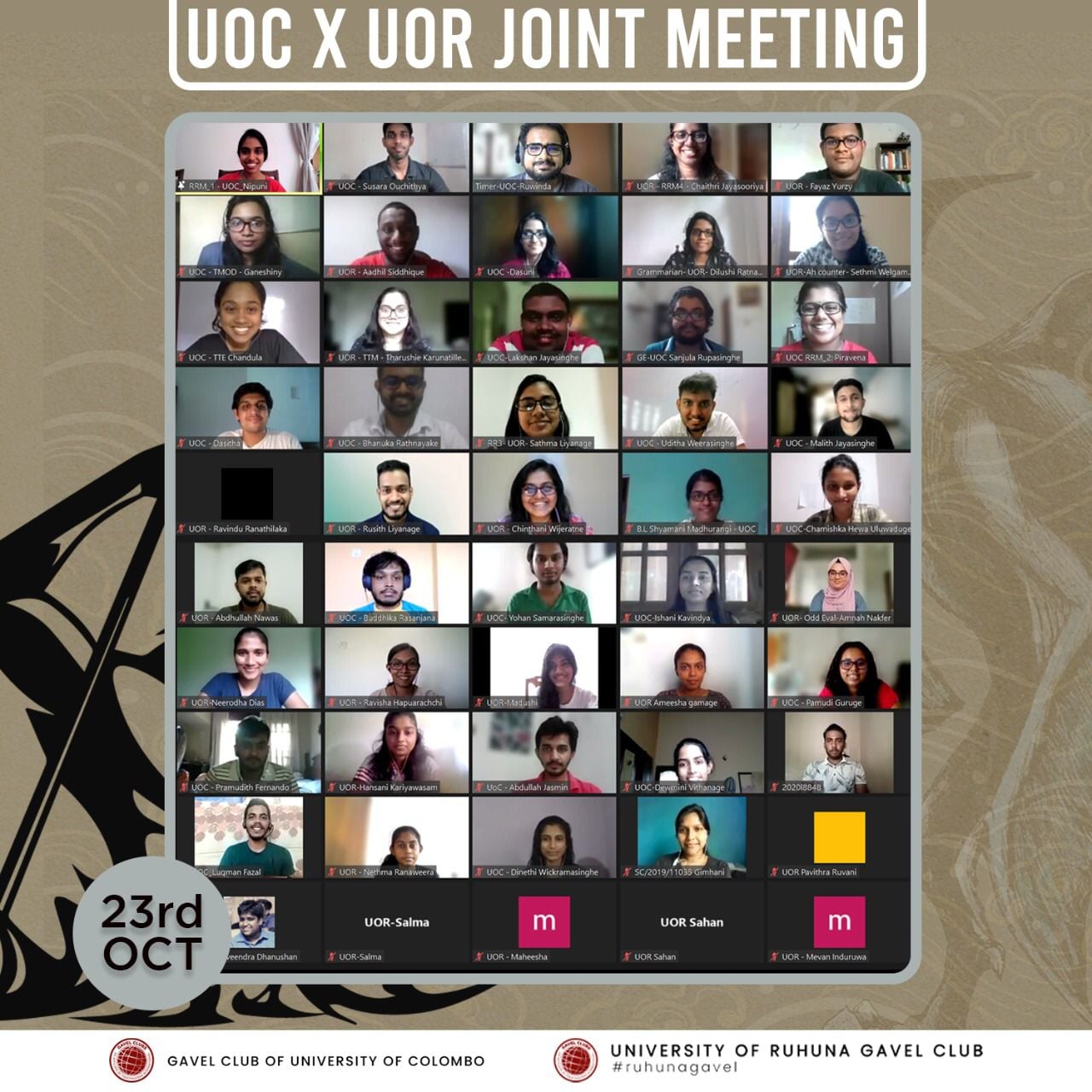 “Quest for Friendship” – The joint meeting of Gavel Clubs of UoR and UoC